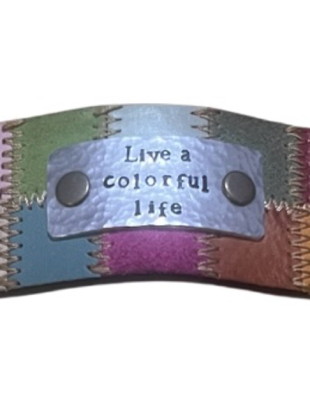 LIVE A COLORFUL LIFE 😁 Colorblock Patchwork Leather Snap Bracelet - Multicolor